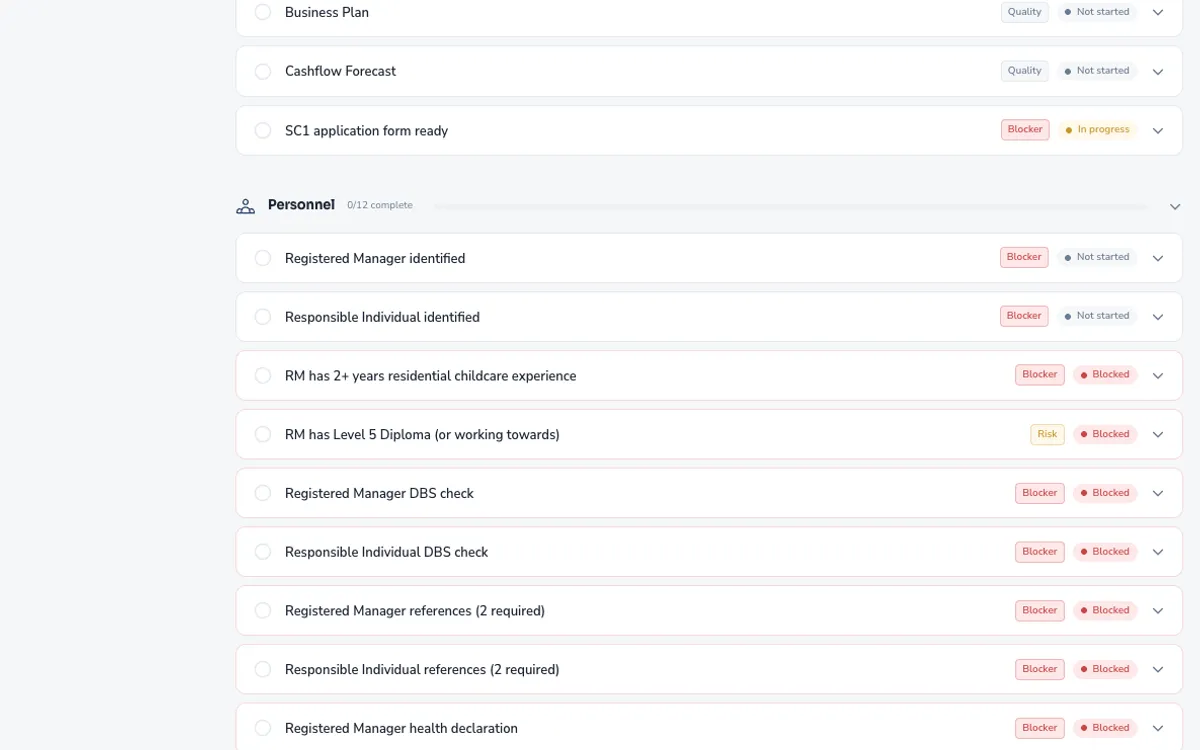 Launch44 checklist with cross-document consistency checks