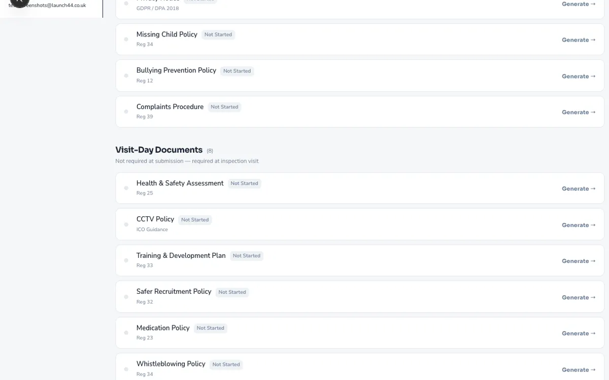 Launch44 document hub with freshness tracking badges